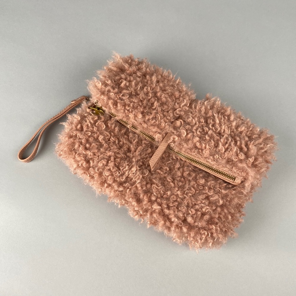Universal Thread Clutch Wristlet Pink Faux Fur